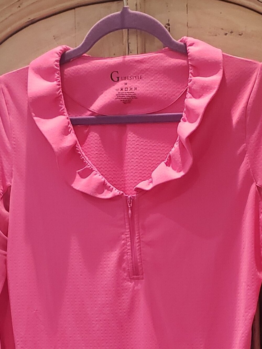 G Lifestyle Quarter Zip Pink Pullover UPF 50+ Cooling  Moisture-Wicking Fabric